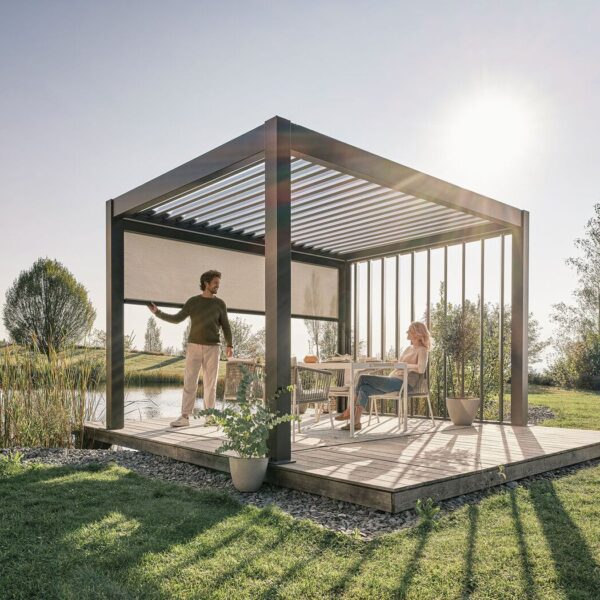 Sonnenschutzrollo 3m, 3,5m, 4m "dunkelgrau-metallic" pergola-line.ch - Sonnenschutzrollo 3m, 3,5m, 4m "dunkelgrau-metallic"
