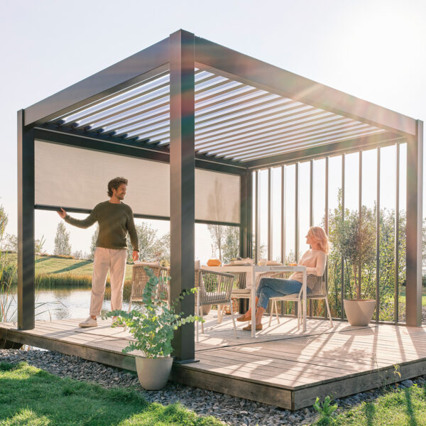 pergola-line.ch - Sonnenschutzrollo 3m, 3,5m, 4m "dunkelgrau-metallic"