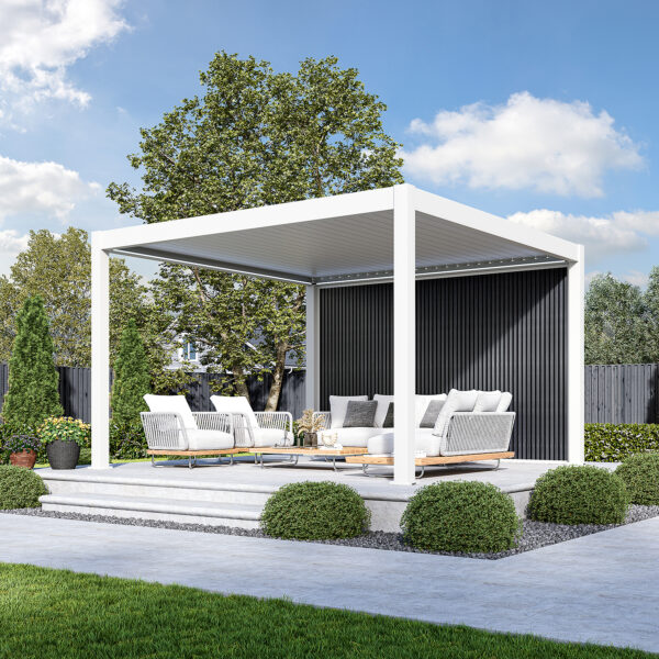 WPC Sichtschutzwand Holzoptik (Teak) – Lamellenwand für Pergola | wetterfest & langlebig pergola-line.ch - WPC Sichtschutzwand Holzoptik (Teak) – Lamellenwand für Pergola | wetterfest & langlebig